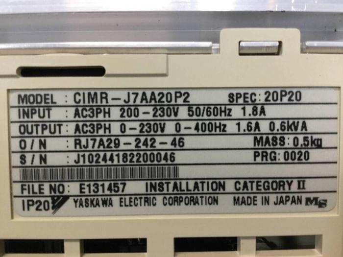 Used YASKAWA VS Mini J7 Drive CIMR-J7AA20P2 #98528