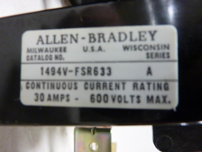Used ALLEN BRADLEY 30 Amp Disconnect Switch 1494V-DS30 SER A #57395