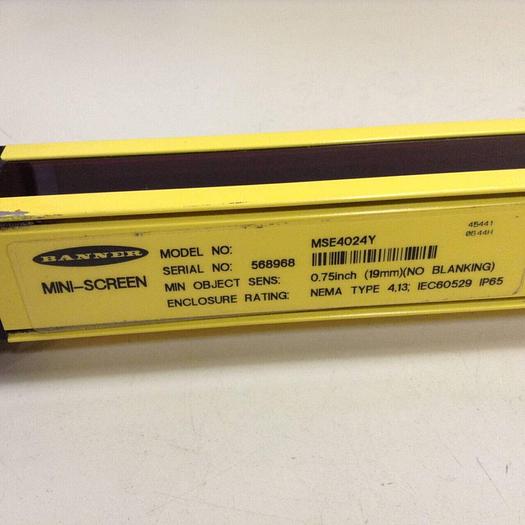 Used BANNER ENGINEERING Mini-Screen Light Curtain Emitter MSE4024Y Used