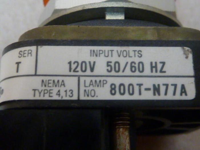 Used ALLEN BRADLEY Pilot Light 800T-PL16 AMBER #30409