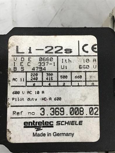 Used SCHIELE Auxiliary Contact RC-KO2 #118680