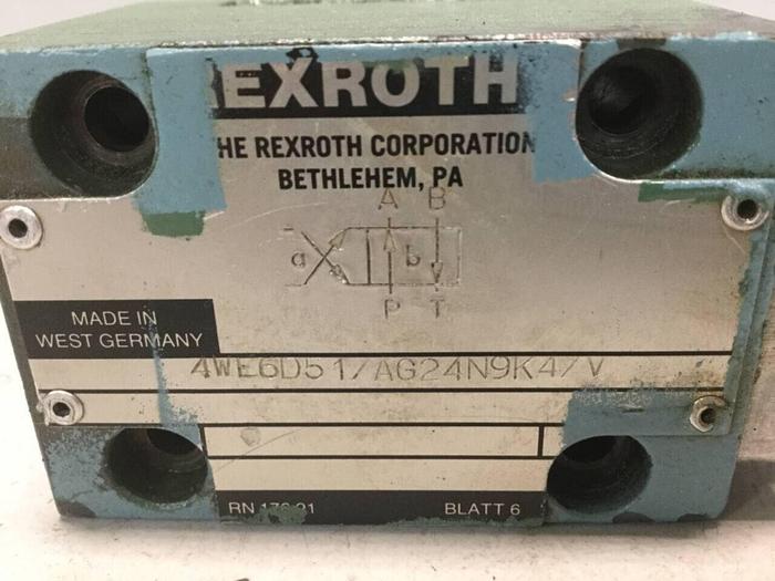 Used REXROTH Solenoid Valve 4WE6D51AG24N9K4V #99464
