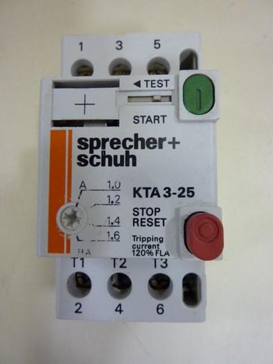 Used SPRECHER & SCHUH 1.6 Amp Motor Starter KTA3-25 #64789