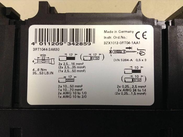 Used SIEMENS Contactor 3RT1 044-3AK60 #86454