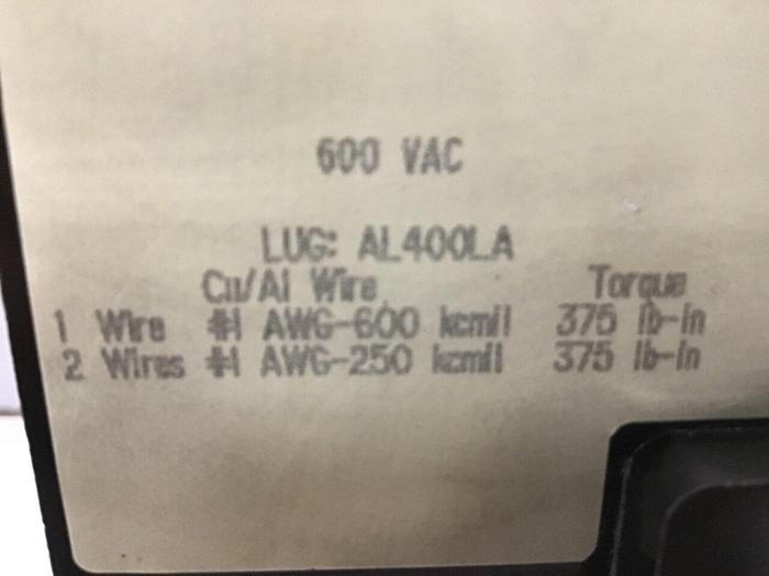 Used SQUARE D 400 Amp Circuit Breaker LAL3640035M Used