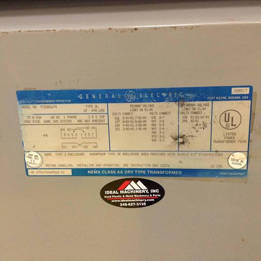 Used GENERAL ELECTRIC / GE 75 kVA Transformer 9T23B2674 Used