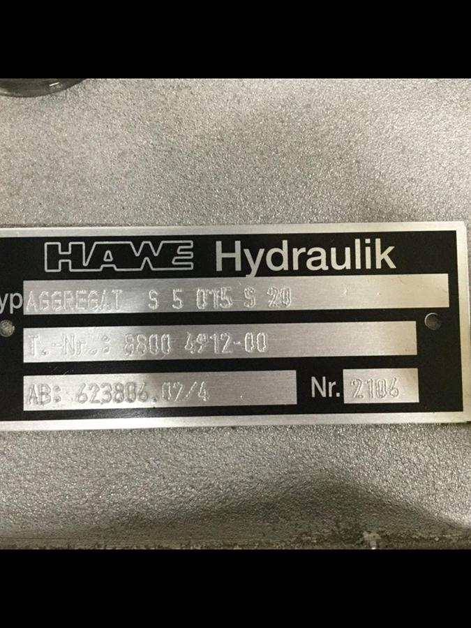 Used HAWE HYDRAULIK Hydraulic Pump AGGREGATS5015S20 #115097
