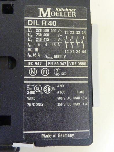 Used MOELLER Contactor DILR40 #63574