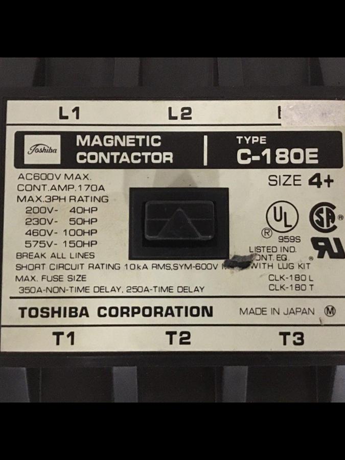 Used TOSHIBA Magnetic Contactor C-180E Used
