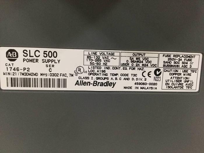 Used ALLEN BRADLEY Power Supply & Slot Rack 1746-P2 SER C / 1746-A7 SER B #100472