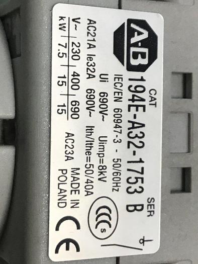 Used ALLEN BRADLEY Safety Switch Base 194E-A25-1753 BASE #119167