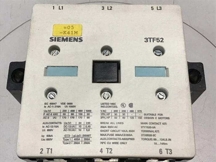 Used SIEMENS Contactor 3TF5222-0AK6 #122488