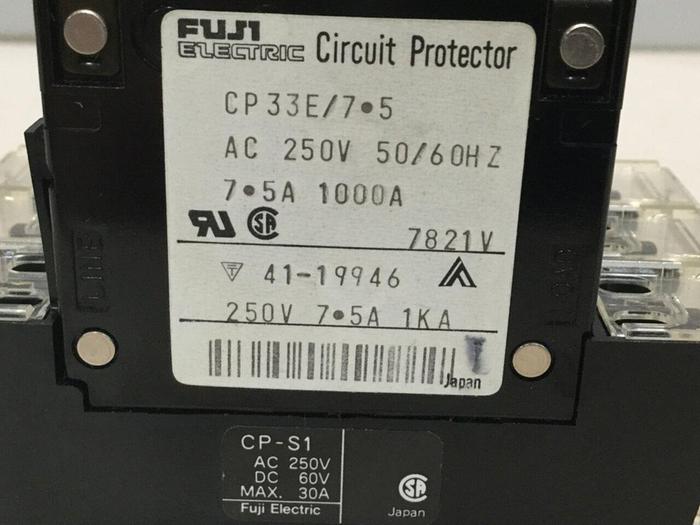 Used FUJI ELECTRIC 7.5 Amp Circuit Breaker CP33E/7.5 #104151