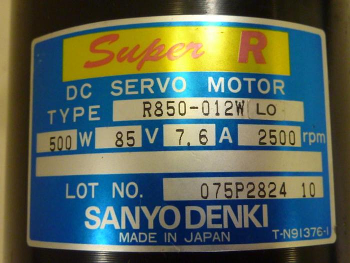 Used SANYO DENKI DC Servo Motor R850-012W LO Used