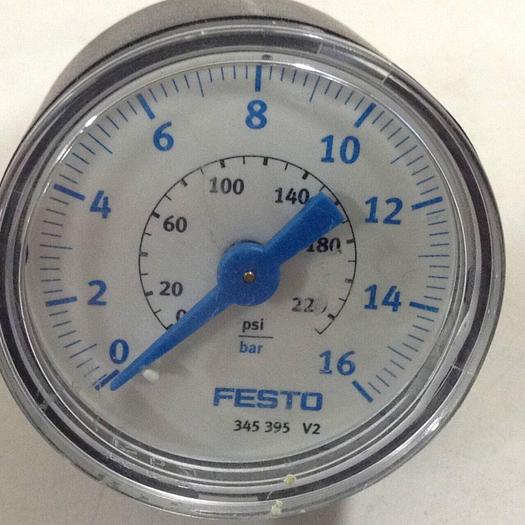 Used FESTO 0-220 PSI Pressure Gauge 345 395 V2 #76767