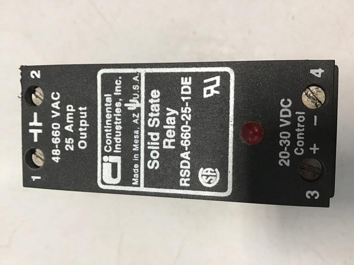 Used CONTINENTAL INDUSTRIES Solid State Relay RSDA-660-25-1DE #134786