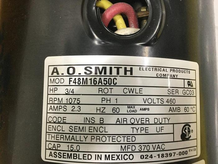 A. O. SMITH 3/4 HP Motor F48M16A50C #116252