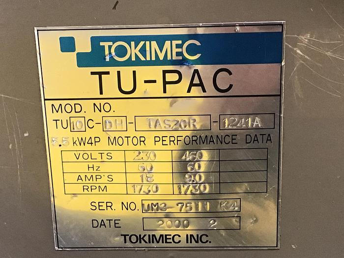 Used TOKIMEC 7 HP Motor TU10C-DH-TAS2CR-1241A Used #143009
