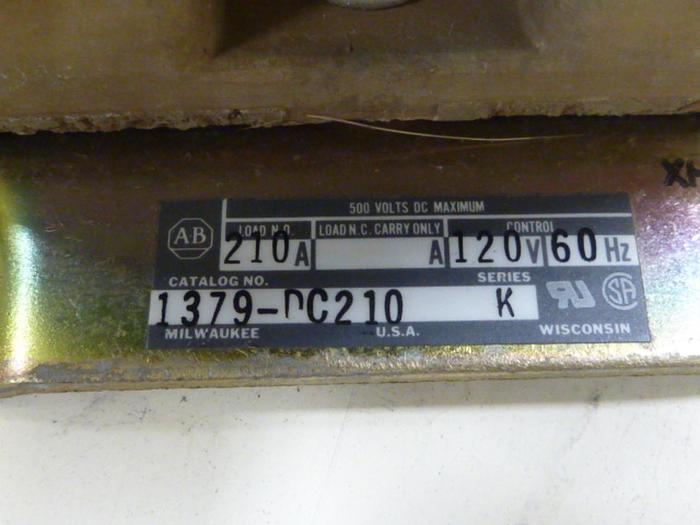 Used ALLEN BRADLEY Contactor 1379-DC210 SER K #67077
