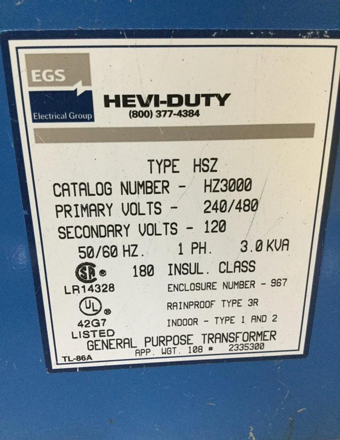 Used EGS 3 kVA Transformer HZ3000 USED