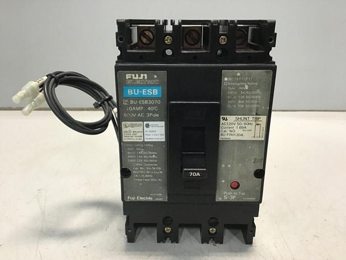Used FUJI ELECTRIC 70 Amp Circuit Breaker BU-ESB3070 #129400