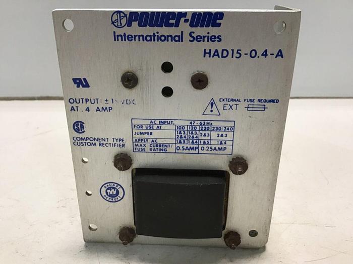 Used POWER ONE Power Supply HAD15-0.4-A #117875