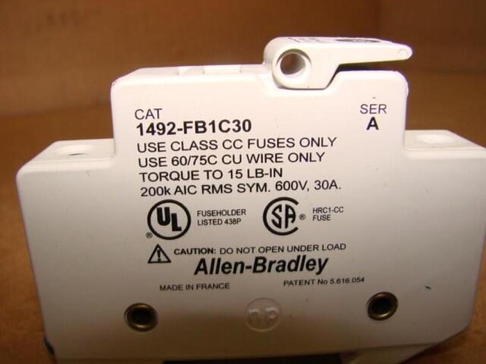 Used ALLEN BRADLEY 30 Amp Fuse Holder 1492-FB1C30 SER A #21282
