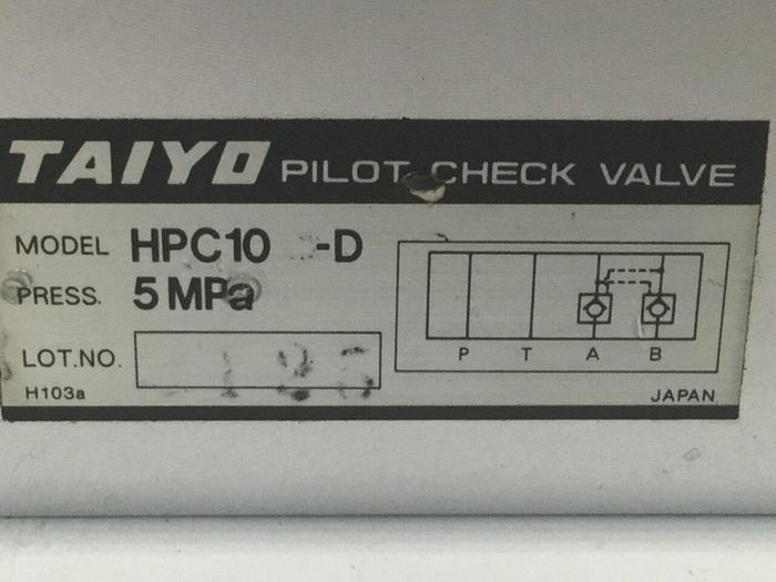 Used TAIYO Pilot Check Valve HPC10-D #105284