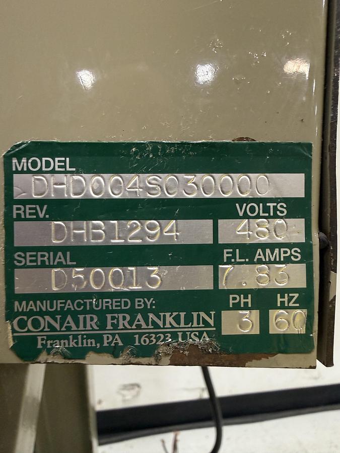 Used CONAIR FRANKLIN Dryer DHD004S030000 USED #152880