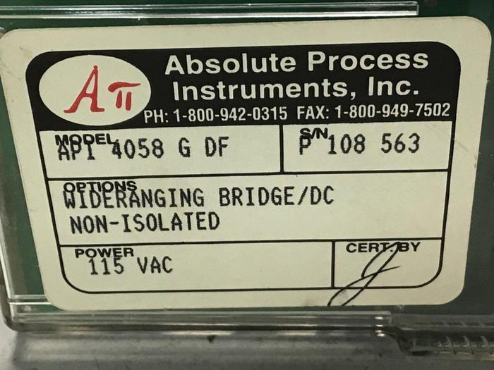 Used ABSOLUTE PROCESS INSTRUMENTS Transmitter API 4058 G DF #140667