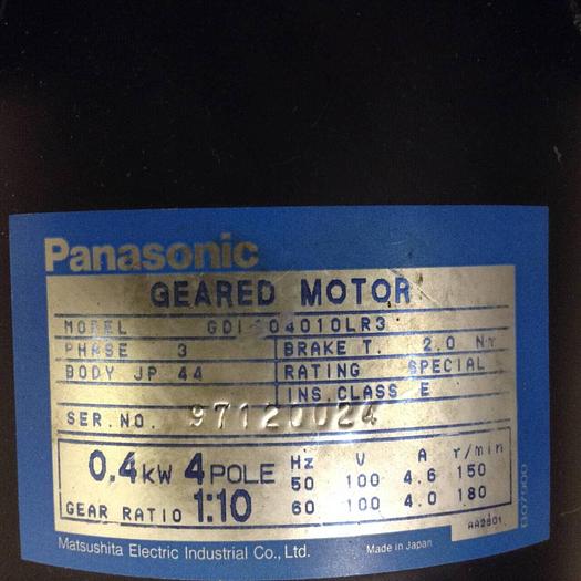 Used MATSUSHITA ELECTRIC GEARMOTOR GDLA04010LR3 USED
