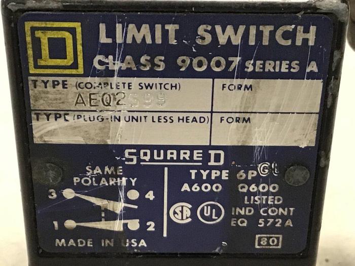 Used SQUARE D Limit Switch 9007-AEQ2699 Used