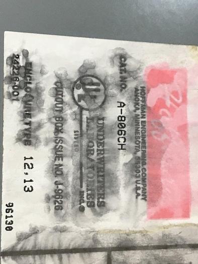 Used HOFFMAN Switch Box A-806CH #137866