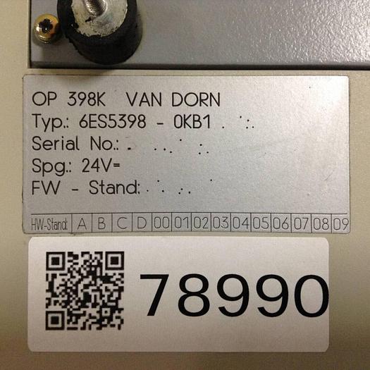 Used VAN DORN OP 398K Pathfinder Operator Control 6ES5398-0KB1 Used