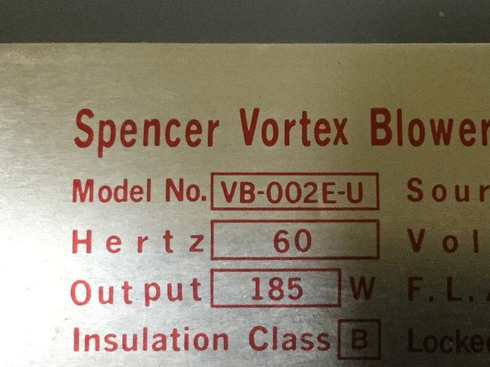 Used SPENCER Vortex Blower VB-002E-U #110083