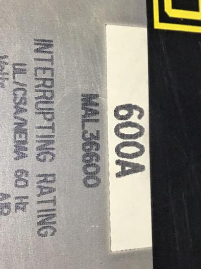 Used SQUARE D 600 Amp Circuit Breaker MAL36600