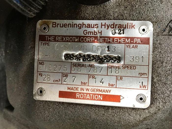 Used BRUENINGHAUS HYDRAULIK Pump AA10VS028DFR1/30R-PKC Used