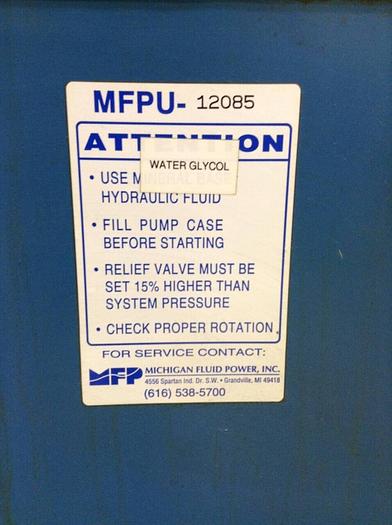 Used MICHIGAN FLUID POWER Hydraulic Power Pack RM-08-22 Used