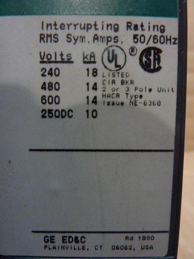 Used GENERAL ELECTRIC / GE 70 Amp Circuit Breaker TED136070 #26680