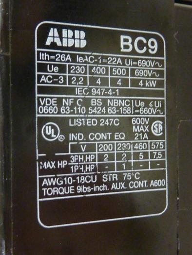 Used ABB Contactor BC9-30-01 #62974