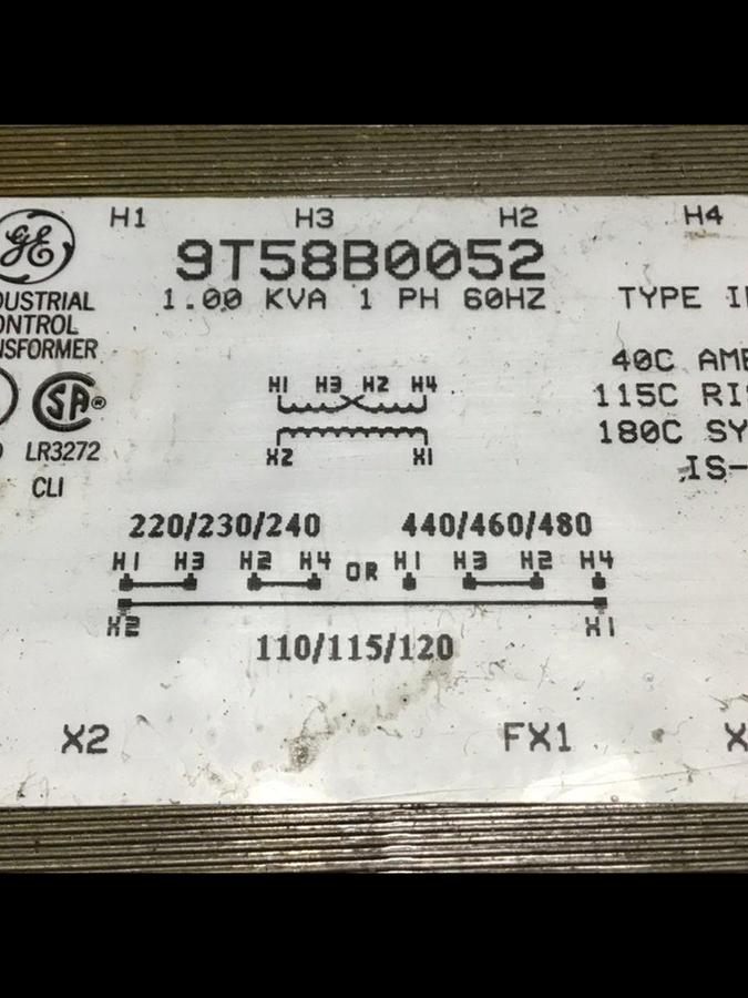 Used GENERAL ELECTRIC / GE 1.00 kVA Transformer 9T58B0052 USED