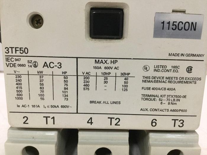 Used SIEMENS Contactor 3TF5022-OAK6 Used