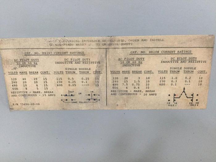 Used SQUARE D 100 Amp Safety Switch HU363 #107896