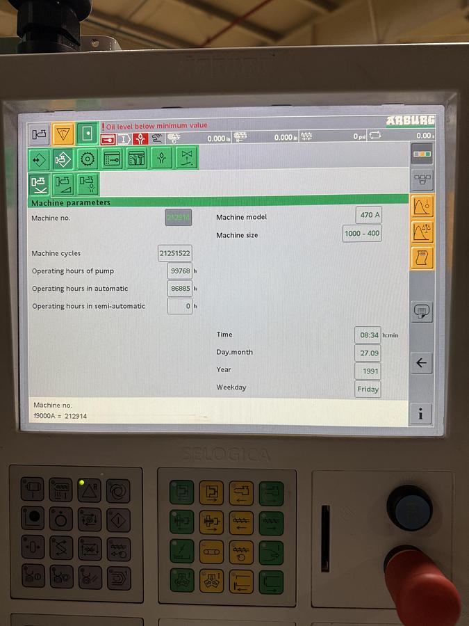 Used ARBURG 110 Ton Injection Molding Machine 470A 1000-400-45 USED