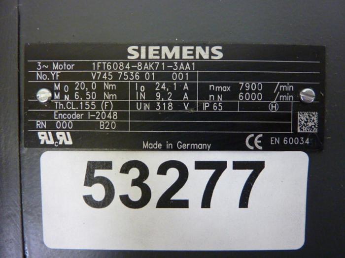 Used SIEMENS Servo Motor IFT6084-8AK71-3AA1 Used