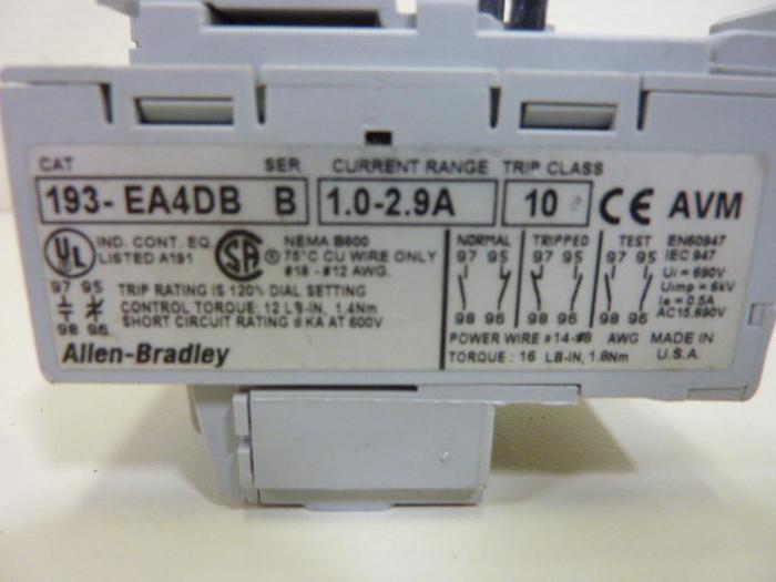 Used ALLEN BRADLEY Overload Relay 193-EA4DB SER B #53757