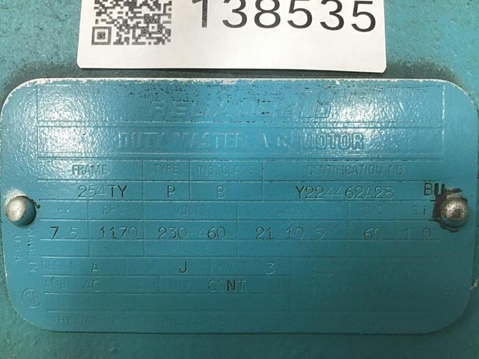 Used RELIANCE ELECTRIC 7.5 HP AC Motor Y224462A28 Used