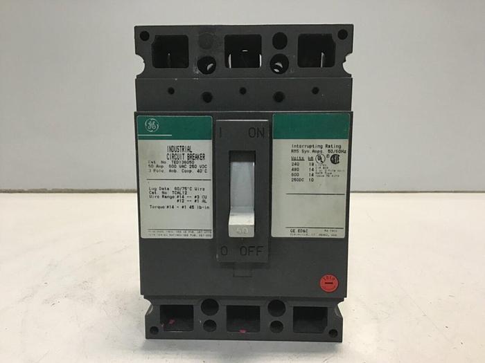 Used GE 50 Amp Breaker TED136050 / DISCONNECT #131923
