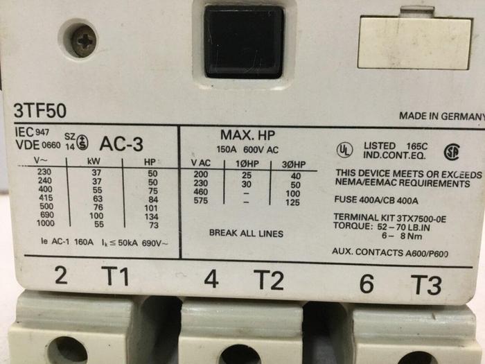 Used SIEMENS Contactor 3TF5022-OAK6 Used