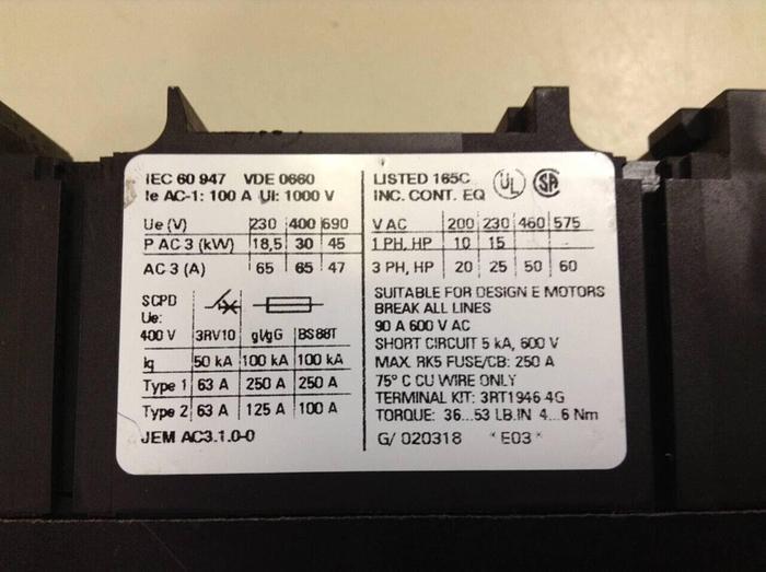 Used SIEMENS Contactor 3RT1 044-3AK60 #86452